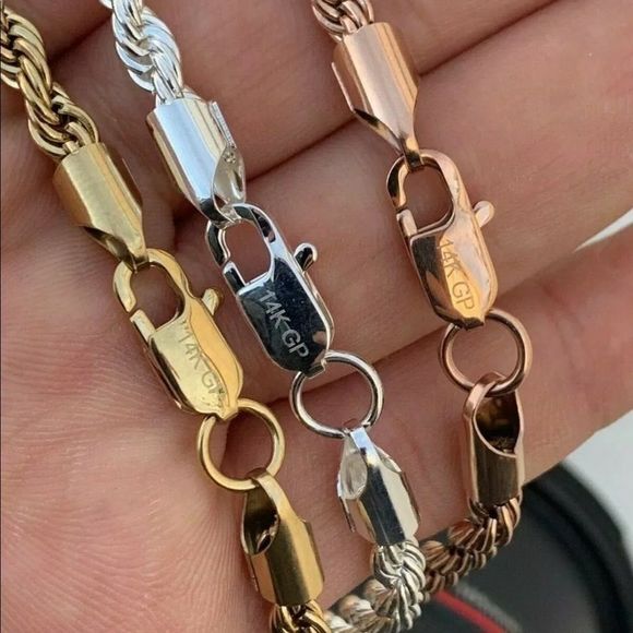 14K Heavy Gold Rope Chain Stainless Steel 5mm 24” - Picture 3 of 5